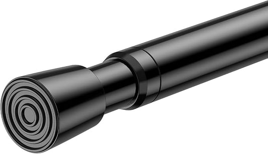 AIZESI Tension Curtain Rod for Windows 26.5 to 36 inch, Adjustable Expandable Pressure Spring Curtain Rod No Drilling, Black Curtain Rod for Bedroom Doorway Closet Door