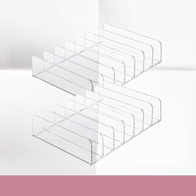 WECHENG 2 Pack Acrylic Eyeshadow Makeup Palette Organizer: Makeup Organizer for Drawer - 7-Section Cosmetic Display Case for Bathroom Vanity Countertop - Clear Cosmetic Organizer Storage Accessories