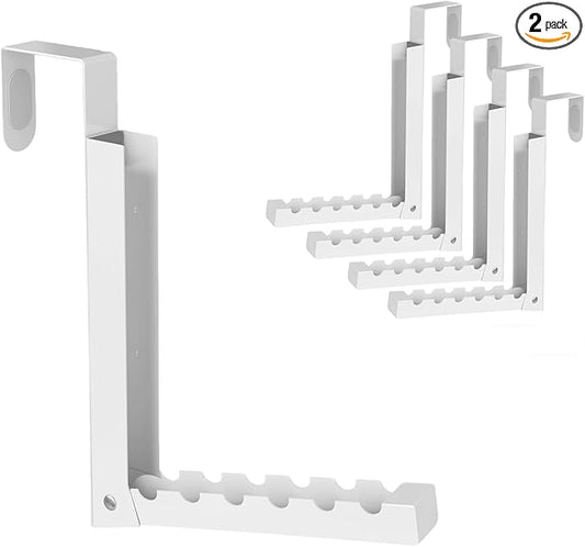 Over the Door Hooks, Extended Over the Door Storage Hook,Space-Saving Over the Door Rack,Door Hooks for Hanging Clothes,Larger Capacity Over the Door Hanger (4, BK-White)