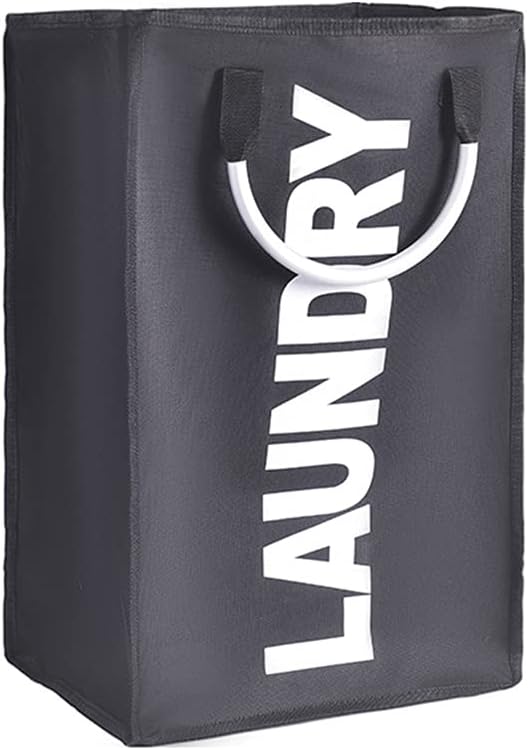 Laundry Basket, Durable Handles for Easy Carry, Collapsible Cloth Baskets, Hampers for College Dorms, Foldable Fabric Hamper Bags (Dark-Gray)