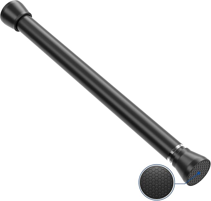 Black Tension rod 16 to 26 Inch Spring Curtain Rods No Drilling Small Rods Adjustable Tension Curtain Rod Expandable Pressure Spring Rod for Doorway,Kitchen