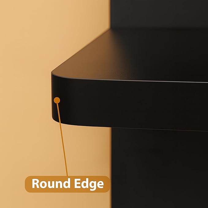 LitaEther Versatile 7 Tier Wall Shelf Unit,Black Lack Wall Shelf,Display Floating Shelf with Round Edge