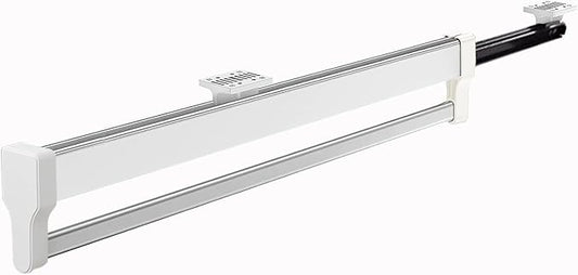 Pull Out Closet Valet Rod, Adjustable Sliding Heavy Duty Steel Top Mounted Clothes Storage Hanger Rail for Closet Wardrobe (347mm/13.7inch)