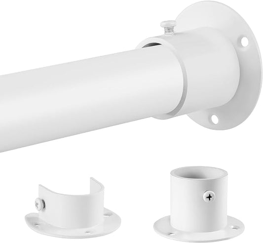Closet Rod - 17-100 Inches, 1.3 Inch Diameter Heavy Duty Closet Rods Extender Hanging - Metal Matte White Adjustable Clothes Hanging Bar, for Closet, Bathroom, Windows