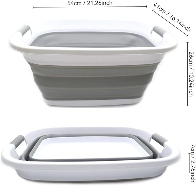 SAMMART 31L (8.1 gallon) Collapsible Plastic Laundry Basket-Foldable Pop Up Storage Container-Portable Washing Tub - Space Saving Hamper/Basket, Water capacity: 23L (6 gallon) (1, Grey)