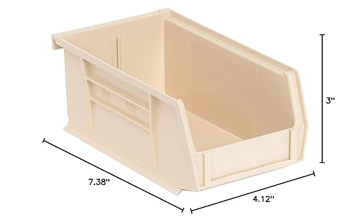 Quantum Storage K-QUS220IV-20 20-Pack Ultra-Stack and Hang Bins, 7-3/8" x 4-1/8" x 3", Ivory