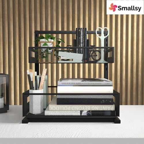 2-Tier Metal Under Sink Organizer, Pull out Smoothly with Track, Large Capacity Heavy Load Under Sink Storage for Kitchen and Bathroom