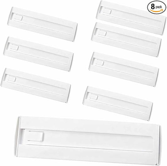 8 Pcs Drawer Dividers for Clothes, 3.15" High 11.34"-19.69" Adjustable Expandable Dresser Drawer Organizer, Clear Plastic Separators for Dresser, Baby Clothing (8, white‌)