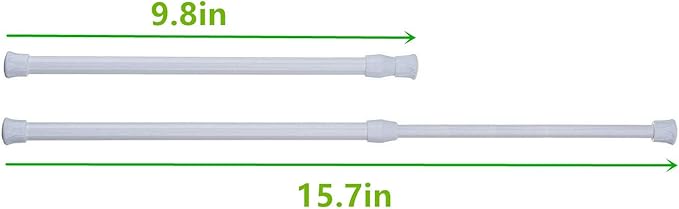 Cupboard Bars Tension Rods, 6 Pack Spring Tensions Rods 9.8 to 15.7 Inches Steel Adjustable Tension Curtain Rod Shower Rod Closet Rod Window Rods (White)