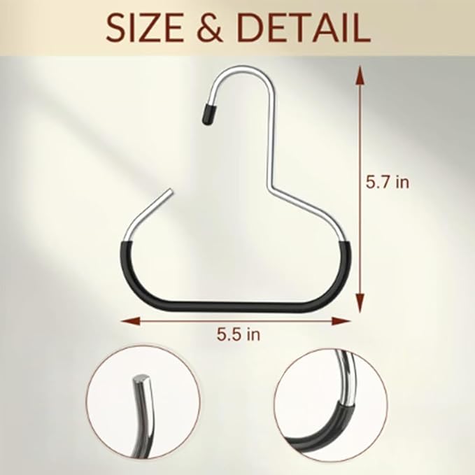 Durable Steel Hangers: Maximize Closet Space with Versatile Storage, Non-Slip Stainless Steel Clothes Rack Organizer for Hats, Ties, Scarves, Clothes (5, Black)