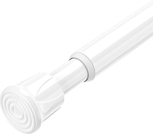 AIZESI Tension Rods for Windows 28 to 48 inch, Adjustable Short Curtain Rods No Drilling Small Tension Rods for Windows Door Kitchen Curtain, White
