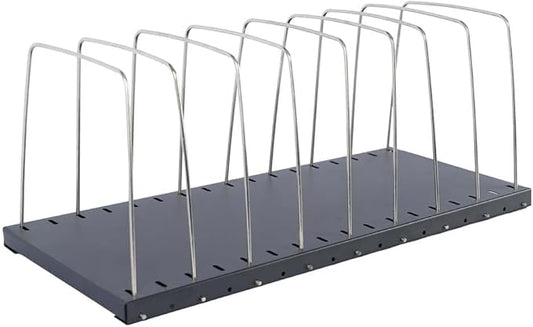 MMF Industries STEELMASTER Adjustable Desk File Organizer Rack | 8 Compartments | Wire Dividers | Black | Scratch & Chip-Resistant Finish | Non-slip Padded Feet | Office Organization