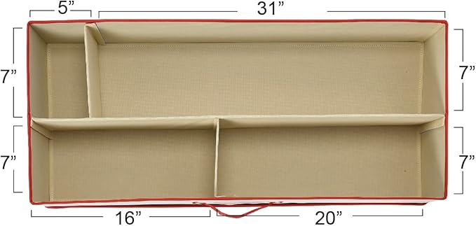 Household Essentials Holiday Gift Wrap Organizer with Lid, Natural and Red