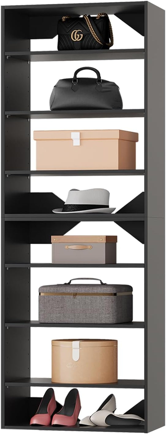 ROOMTEC Modular Closet System, 31.5" Shelf Closet Tower Wall-Mounted Closet Organizer, Wooden Tower for Walk-In Closets, Wardrobe Storage Kit, Black