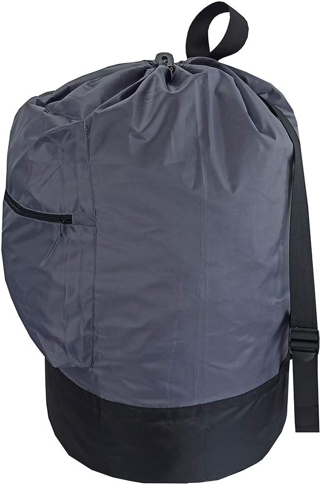 Washable Laundry Bag Backpack with Zipper Pocket, Heavy Duty Clothes Bag, 2 Strong Adjustable Shoulder Straps with Drawstring Closure for Travel, Camping or College, Grey