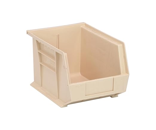 QUANTUM STORAGE SYSTEMS K-QUS239IV-4 4-Pack Ultra-Stack and Hang Bins, 10-3/4" x 8-1/4" x 7", Ivory