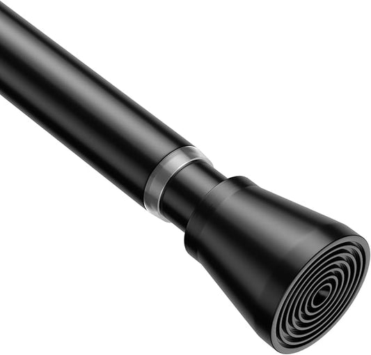 1 Pack Spring Tension Rods 45-77IN, 7/8 Inch Diameter Black No Drill Spring Loaded Adjustable Extendable, Small Short Tension Curtain Rod for Windows Kitchen Doorway Closet Cupboard