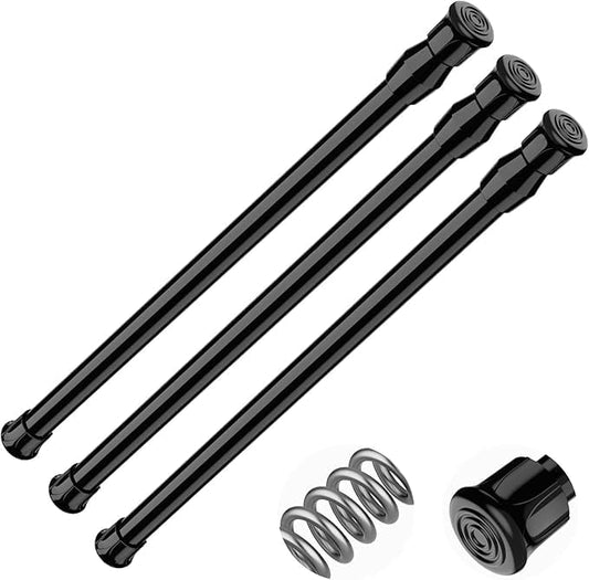 MEXAU 3pack Tension Curtain Rod 16.5 to 28 Inch，Spring Tension Rods Black Curtain Rods Adjustable Spring Rod Extendable Tension Rod for Kitchen