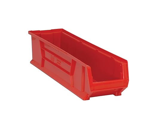 Quantum Storage Systems K-QUS970RD-4 4-Pack Plastic Storage Stacking Hulk Container, 29-7/8" x 8-1/4" x 7", Red