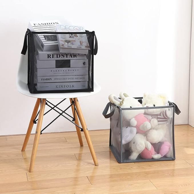 SOUJOY 4 Pack Popup Laundry Hamper, Collapsible Mesh Laundry Baskets with Handles, Foldable Clothes Hamper, Easy to Open, Portable for Laundry Storage, Kids Toy, College Dorm or Travel