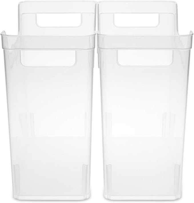 Sterilite Shelf Bin Organizing Plastic Container, Home Kitchen or Office Storage Tote, Open Top Basket with Handles, Clear, 6 Pack