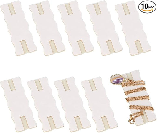 OLYCRAFT 10pcs Portable Tangle-Free Jewelry Organizer 2.5x1x0.1 Inch White Rectangle Tangle-Free Necklaces Organizer Necklace Card Holder Universal Jewelry Storage Case for Chain Necklaces Storage