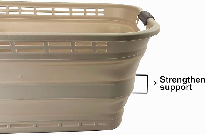 SAMMART 42L (11 gallons) Collapsible Plastic Laundry Basket - Portable Pop Up Storage Container/Organizer - Portable Hamper - Space Saving Easy Storage (Apricot/Brown (Set of 2))