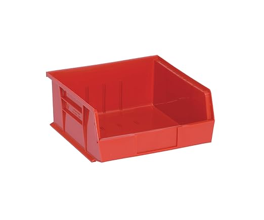QUANTUM STORAGE SYSTEMS K-QUS235RD-4 4-Pack Ultra-Stack and Hang Bins, 10-7/8 inch x 11 inch x 5 inch, Red