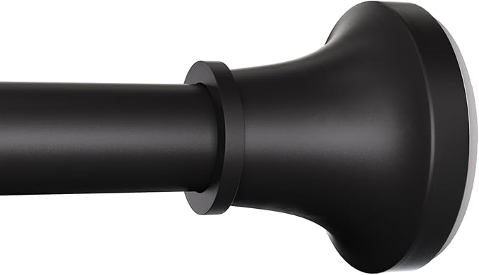 STARLATTA Adjustable Shower Curtain Rod 31-80 Inch, Never Rust Stainless Steel Black Tension Rod, 1" Heavy Duty No-Drill for Bathroom, Kitchen & Closet