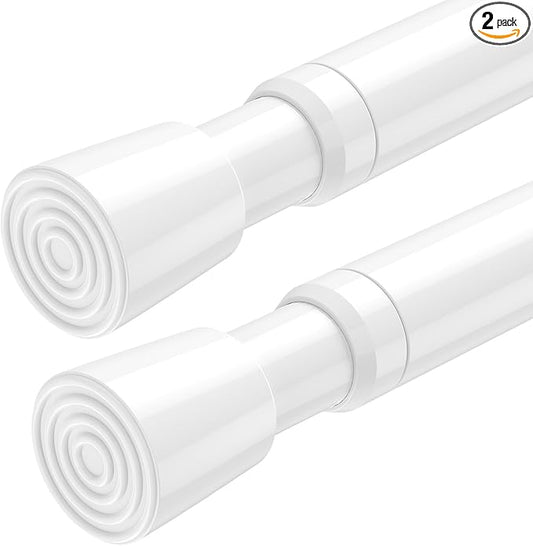 AIZESI 2 Pack Tension Rods for Windows 26.5 to 36 inch, Adjustable Expandable Pressure Spring Curtain Rods No Drilling, White Curtain Rods for Doorway Closet Door