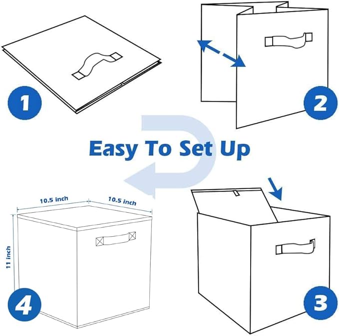 PowerKing Collapsible Storage Cubes with Handles, Fabric Foldable Bins for Closet Shelves, Durable Organization Storage Bins, 10.5'' x 11'' x 10.5'', 2 Pack, Green
