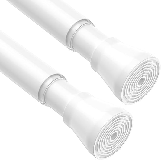 MEXAU 2Pack tension rods 29 to 64 inches White tension rod curtain rods no drilling Anti-Slip tension adjustable curtain rod spring rod for Windows Doorway Closet Door