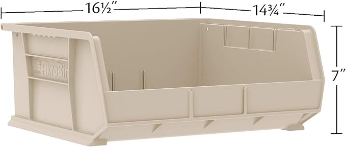 Akro-Mils 30250 AkroBins Plastic Storage Bins, Space-Saving Stackable Bins for Garage, Pantry, Craft Organization, 15" x 16" x 7", Green, 6-Pack