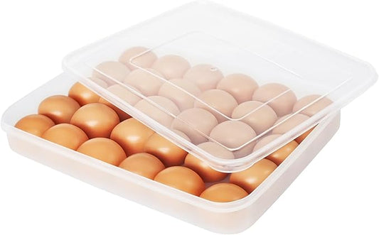 OJYUDD Deviled Egg Containers with Lid,Plastic Egg Holder for Refrigerator,30 Egg Storage Holder,Fridge Egg Dispenser Egg Storage Box
