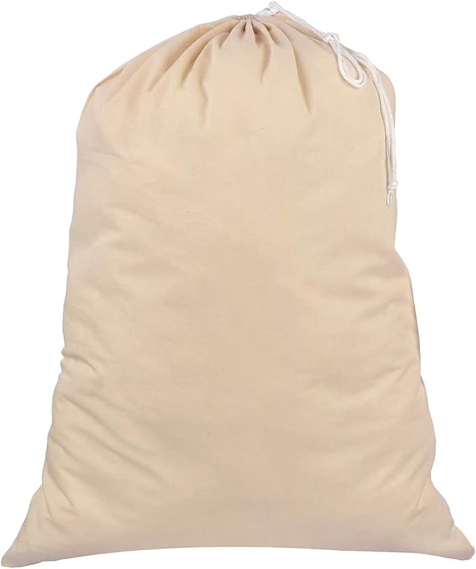 SweetNeedle Heavy Duty Extra Large Cotton Laundry Storage Shopping Bag, 28x36 In, 75L -Draw-cord with cord-lock, Machine Wash and reusable Travel Bag