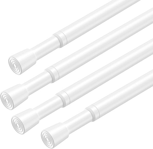 AIZESI Spring Tension Rods Adjustable Tension Curtain Rod Small Tension Rod No Drilling Expandable Spring Loaded Curtain Tension Rod（White,26" to 39"-4Pcs)