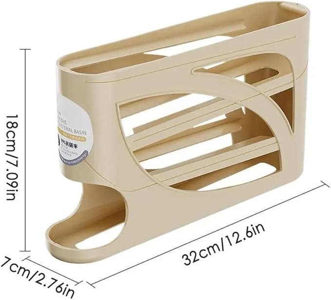 4 Tiers Egg Holder for Fridge， Automatic Egg Rolling Rack, 30 Eggs Storage Rack, Egg Distributor for Refrigerator, Egg Storage Rack for Kitchen (cream color)
