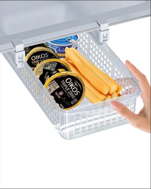 Skywin TidyFriend Refrigerator Egg Drawer 14.1" x 7.7" x 4" - Snap-on Holder for Organizes and Protects Eggs - Adjustable and Space Saving, Storage Container