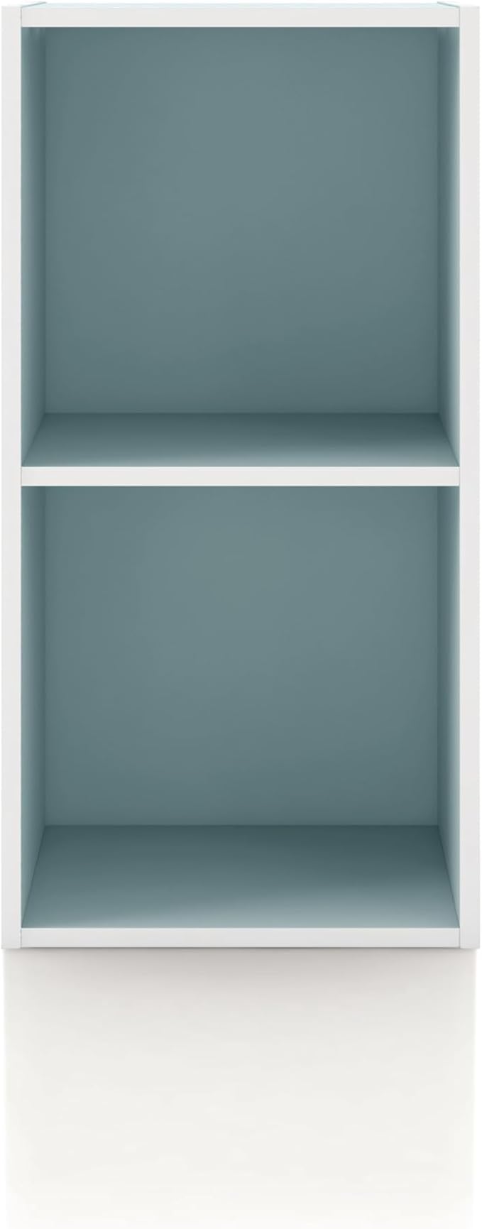 Homes: Inside + Out Apexa 2-Cube Storage Organizer Shelves, Stackable Wood Bookcase Fits Cubby Bins for Organization, Dorm Teen Room Decor & Home Office, Light Blue