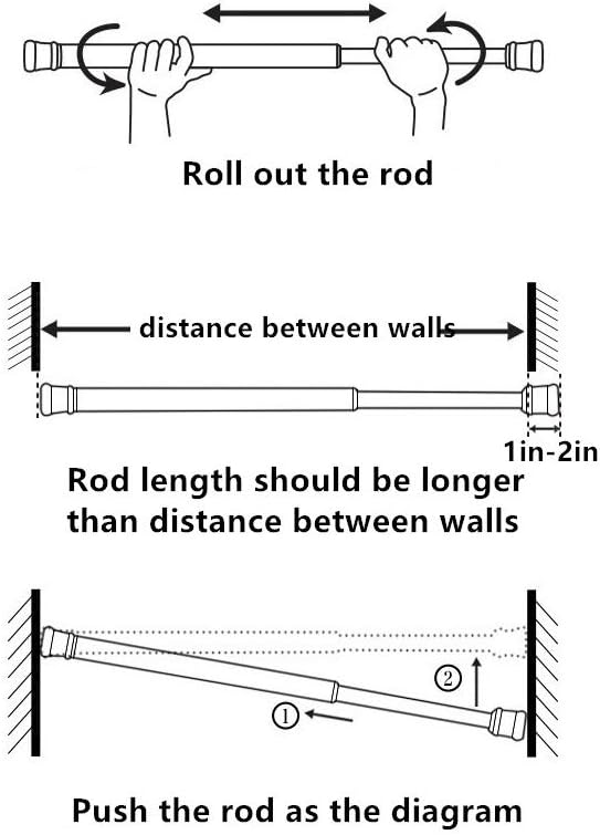 6 Pack Cupboard Bars Tension Rods 11.8-20 Inches Spring Tensions Rods Steel Adjustable Tension Curtain Rod Shower Rod Closet Rod Window Rods