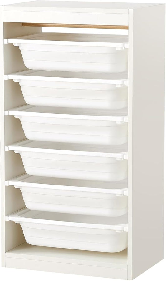 Beright Multipurpose Toy & Book Storage Cabinet with 6 Large Bins, White