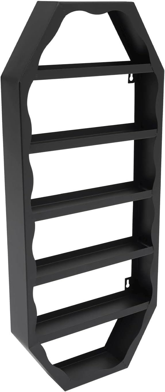 Wall-Mounted Nail Polish Storage Racks, 3PCS Multi-Tiers Metal Cosmetic Display Rack Lipstick Perfume Display Rack with 1 Middle Rack & 2 Side Racks for Spa Nail Salon Shop (Black)