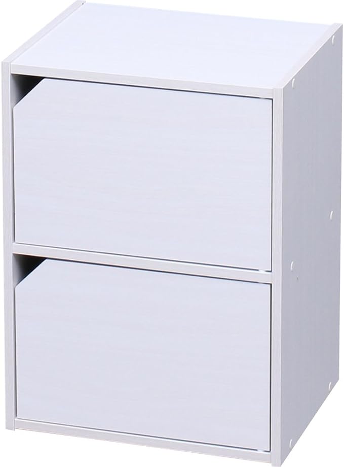 Iris Ohyama MDB-2D Color Box, Storage Box, Bookshelf, 2 Tiers, with Door, Width 14.4 x Depth 11.4 x Height 19.5 inches (36.6 x 29 x 49.4 cm), Off-White Module Box