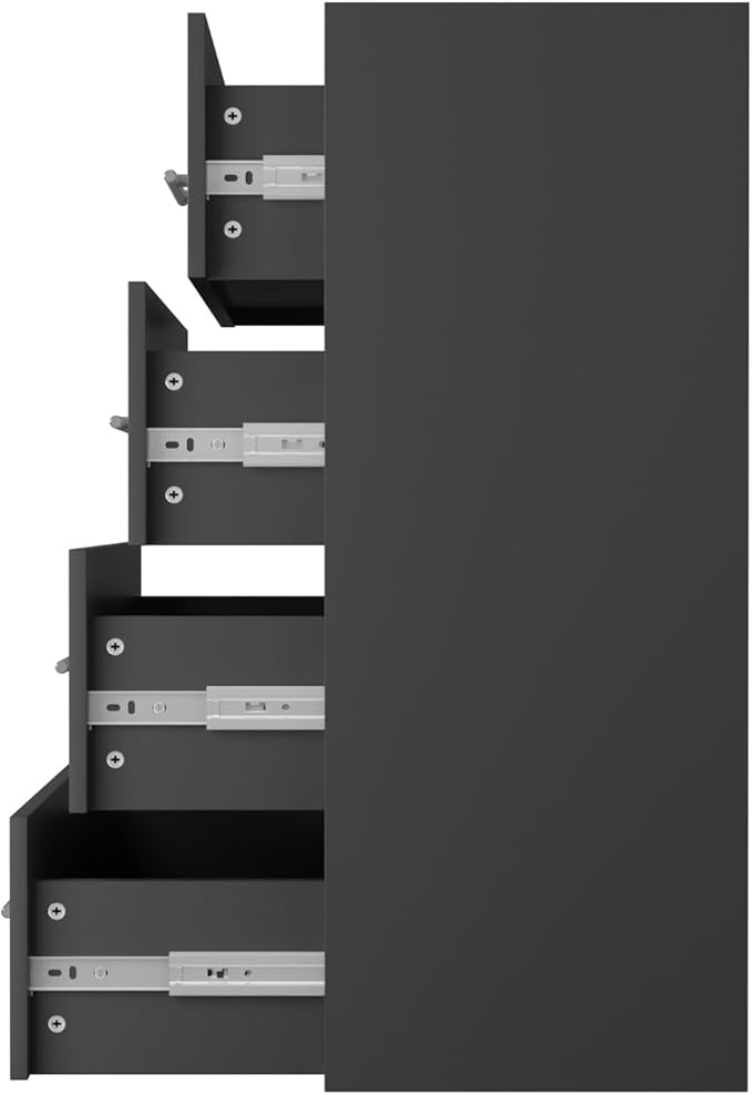 ROOMTEC Modular Closet System, 31.5" 4 Drawer Shelf Closet Tower Wall-Mounted Closet Organizer, Wooden Tower for Walk-In Closets, Wardrobe Storage Kit, Black
