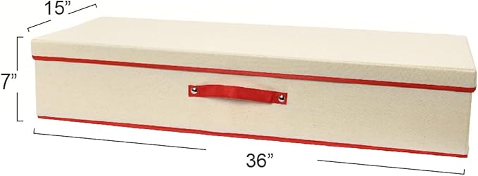 Household Essentials Holiday Gift Wrap Organizer with Lid, Natural and Red