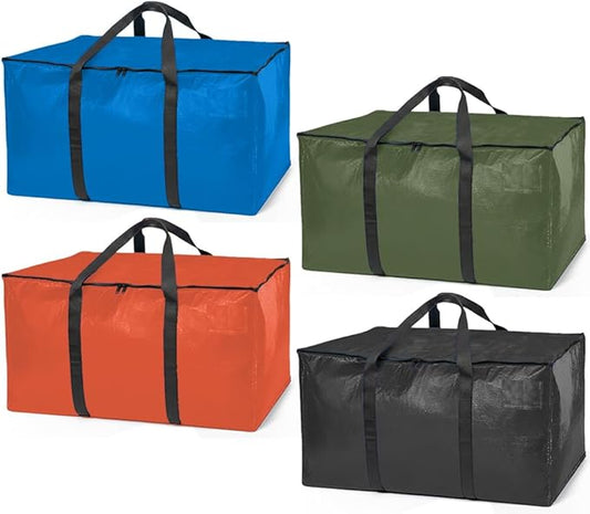 ClearSpace Oversized Moving Bags or Storage Bag – Large Moving Boxes with Backpack Straps, Zippers & Handles – Heavy-Duty Packing Bags for Moving, College Dorm, Christmas Decorations, 8 Pack
