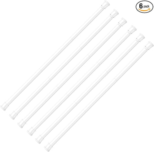 AIZESI 6PCS White Spring Curtain Rods 28 to 48 Inch Adjustable Short Curtain Rods No Drilling Small Tension Rods for Windows Closet