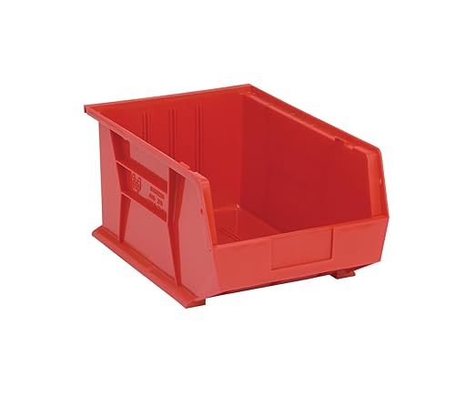 QUANTUM STORAGE SYSTEMS K-QUS255RD-1 Ultra-Stack and Hang Bins, 16" x 11" x 8", Red