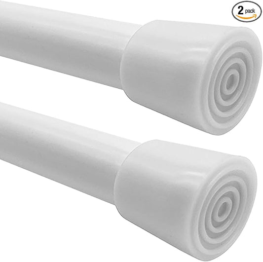 2 Pack Short Small Spliced Tension Rods 30"-42" Spring Adjustable, No Drilling Extendable Closet Rod for Window Wardrobe Bedroom Doorway Room Divider, White