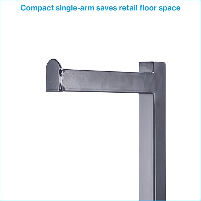 SSWBasics Adjustable Black Costumer Stand – Single Arm Clothes Rack - Retail Clothing and Garment Display Stand – Ideal For Showcasing Hanging Items In Thrift Shops, Boutiques and Retail Stores